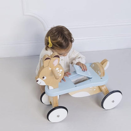 Wooden Ride On Deer Push Along Toy for Toddlers