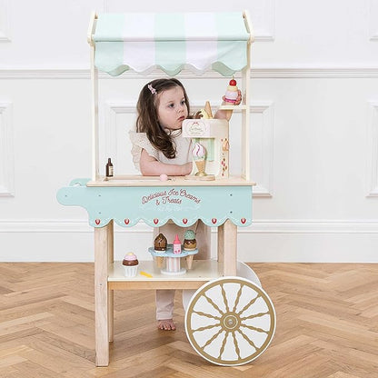 Educational Wooden Toy Role Play Ice Cream Trolley